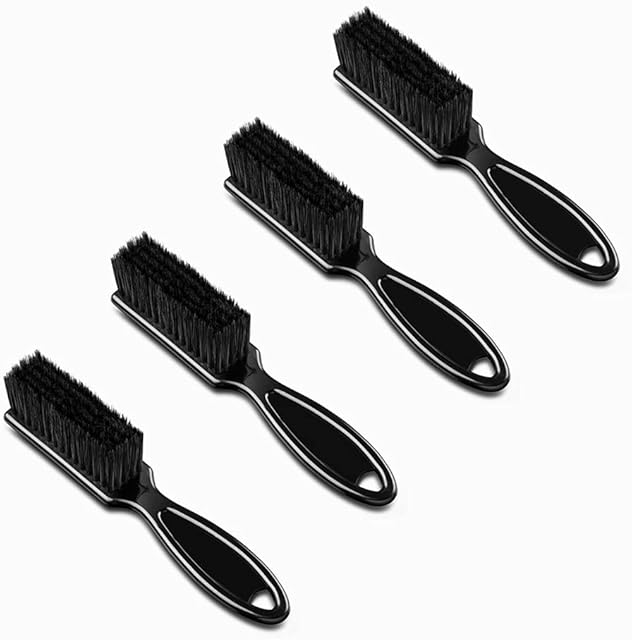 4 Pcs Fade Brush Clipper Blade Cleaning Brush Trimmer Barber Cleaning Brush Tool Beard Brush Nylon Hair Styling Brush Tool Comb Scissors Cleaning Brush,black
