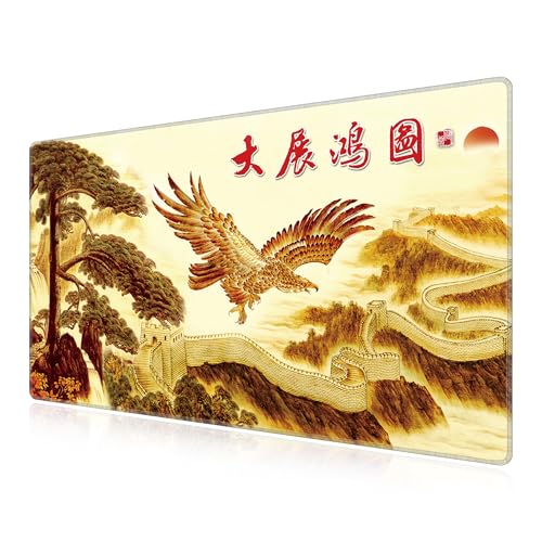 Tapis de souris grand format LL-COEUR 100x60 cm Eagle lavable pour protéger la table de bureau PC