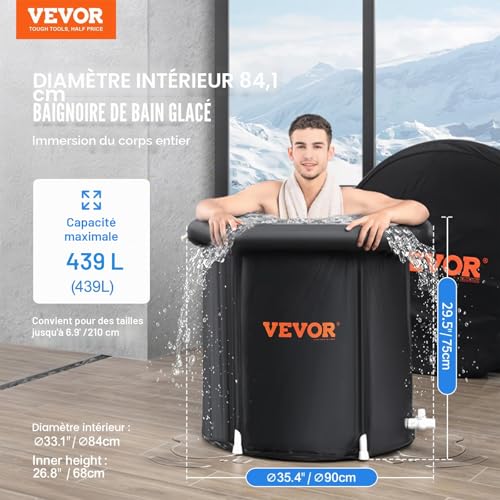 Baignoire gonflable pliable isolée avec couvercle pour bain de glace