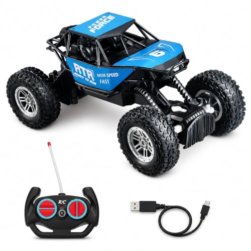 Image of DREAMY DEN Remote Control Car for Kids, 4 Channel RC Off Road Monster Truck with Big Tyres, Power Climbing Rock Crawler Toy Car, Birthday Gift for Boys & Girls 3+ Years, Colour as Per Stock