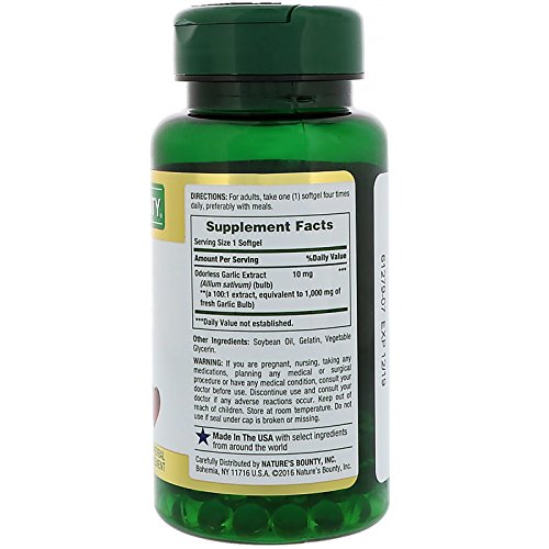 Nature's Bounty Garlic Extract, Herbal Supplement, Supports Circulatory Function, 1000mg, 100 Rapid Release Softgels, Pack of 3 - image 2