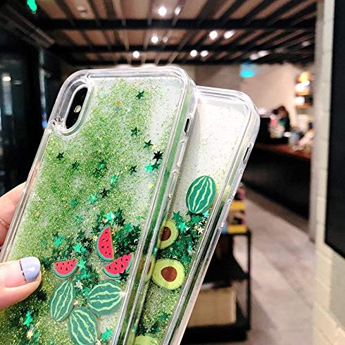 Luvi For Iphone 6/6S Liquid Case Funny Shiny Stars Sparkle Green Quicksands Shell Flowing Floating Ultra Thin Clear Bumper Fruit Avocado Pattern Glitter Cover Fitted For Iphone 6/6S 4.7" #TOP3