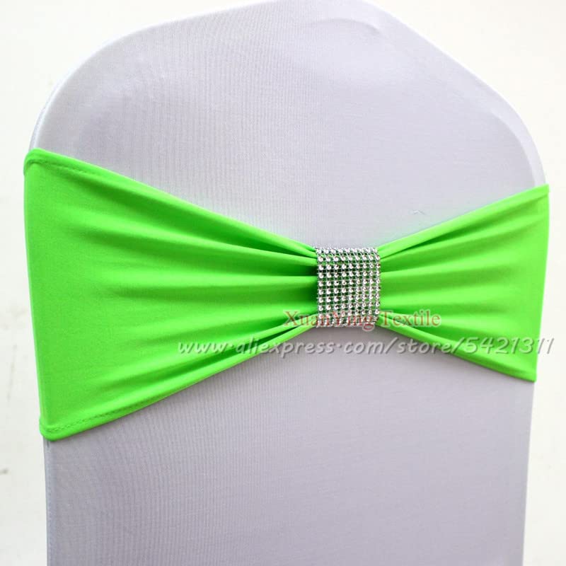 10pcs/50pcs Spandex Elastico Fascia per Sedia Fiocchi con Fibbia di Diamante Decorazione Evento per Feste in Hotel Elastico Fascia per Sedia da Sposa Cravatta-Avorio,10 pezzi