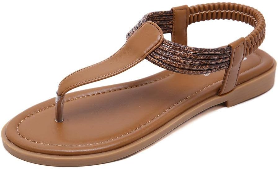 ZOEREA Women’s Flat Sandals Summer Beach Fashion Rhinestones Shoes Ladies Roman Clip Toe Flip Flop Fit Casual Vacation