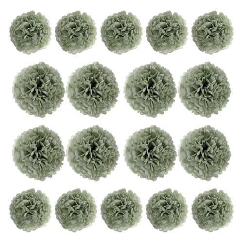 Pompones de papel verde claro BESTonZON de 24 piezas para decoraciones boho 2