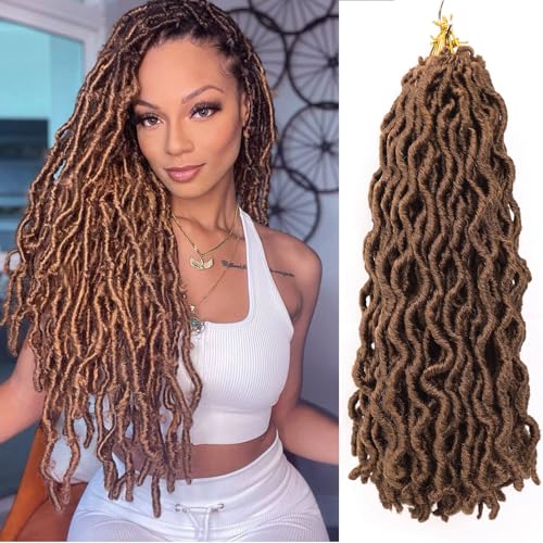 18 Inch Faux Locs Crochet Hair for Black Women 6 Packs Soft Locs 30 Brown