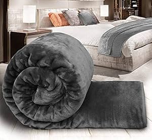 J SHREE Ultra Soft Microfiber Luxurious Embossed Very Warm Korean Mink Double Bed Blanket for Winter ( grey, skin_friendly)