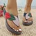 Dark Blue Ladies Whimsical Wedge Heel Sandals with Color Pattern Thick Bottom for Spring Summer Outings and Comfortable Fashion