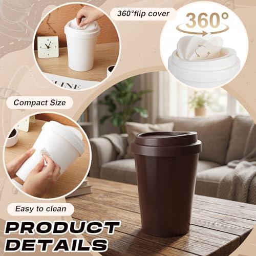 Canecas de basura de escritorio diseño taza café 2 pcs miniatura 3