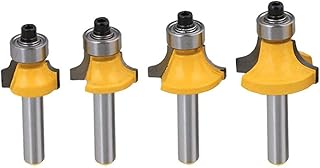 Bestgle 1/4 Inch Shank Roundover Edging Router Bit Set Woodworking Milling Cutter Tools,  5/16", 3/16", 1/4", 1/8"Radius, Set of 4