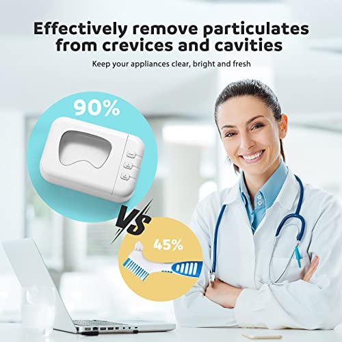 Hlflyg Professional Ultrasonic Cleaner For Dentures, Retainer, Mouth Guard, Aligner, Whitening Trays, All Dental And Sleep Apnea Appliances (46Khz, 24W, 6.67Oz)-White #TOP3
