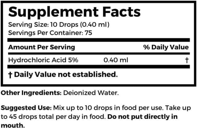 Dr. Clark Hydrochloric Acid Drops - Digestive Health, Hydrochloric Acid 5% Solution, Maintain Stomach Acidity, for Better Absorption and Assimilation, 1 Fl. Oz (30 ml) - Image 3