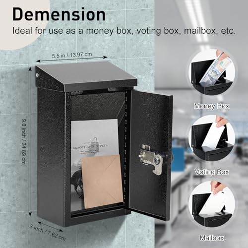 Image of xydled Wall-Mounted Key Drop Box with Combination Lock,Metal Mailbox,Black