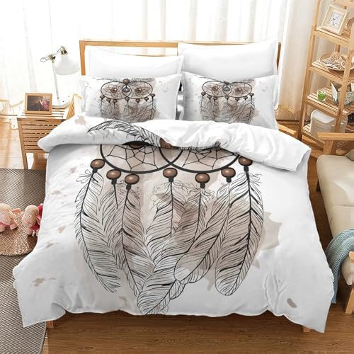 Housse de couette 260x220cm art de la libellule, parure de lit en microfibre premium