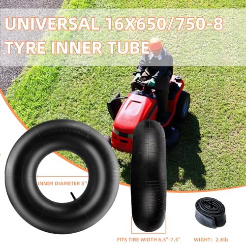 2 Stück 16 x 6,50-8 Reifenschlauch 16 x 650-8 16 x 7,50-8 16 x 750-8 Innenschlauch mit geradem Ventilschaftspalt für Golfwagen, Traktor, Rasenmäher, Schneefräsen, Anhänger, Schubkarren und ATV