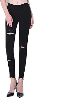 [ゲッツ] レディース ジーンズ デニム パンツ ダメージ加工 タイト ロングパンツ 9分丈 ストレッチ 美脚 着痩せ スリム スキニー 無地 秋 おしゃれ きれいめ 大人
