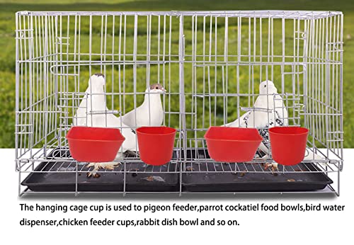 Oribuki Cage Cups Birds Feeders Seed Bowl Chicken Feeding Watering Dish Rabbit Water Food Hanging Wire Cages Box 8Oz/16Oz Coop Cups For Pet Parrot Parakeet Gamefowl Poultry Pigeon (10Pcs Red) #TOP5