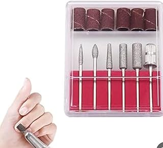 مجموعة أدوات تنظيف الأظافر الاحترافية، ٦ قطع، مع ملحقات معدنية، لون وردي