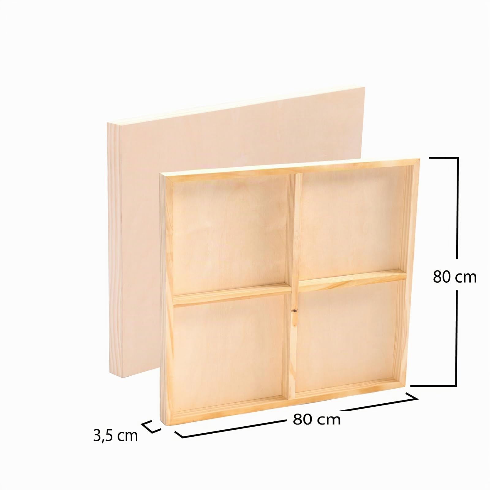 Art-Star Lot de 2 planches de peinture en bois de bouleau naturel 80 x 80 cm - Profondeur 3,8 cm - Plaque de peinture, toile en bois de bouleau, cadre pour peinture, bricolage