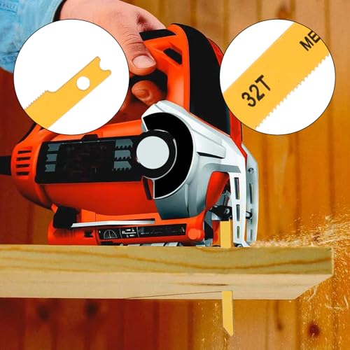 14Pcs U-Shank Jig Saw Blade Set for Wood Plastic Metal Compatible with 90% Power Jig Saws, Jigsaw Blades U Shank Includes 6T 8T 10T 14T 18T 24T 32T - Image 5