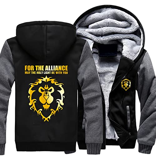 SHAMMA Herren Reißverschluss Kapuzenpullover Mäntel für Warcraft World Fleece gefütterte Jacken Warme Dicke Sweashirts Lässige Sportoberbekleidung Oberteile mit Taschen-A||5XL