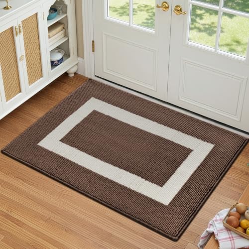 GRANNY SAYS Front Door Mat Outside Entrance, Door Mats for Entryway, Welcome Matt Non-Slip, Large Front Porch Mat Low Profile Resist Dirt, 48"x32", Dark Brown
