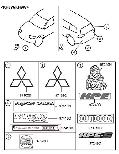 Emblema Pajero HD-S cor Preto - Original