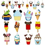 Qweryboo 24 Pcs Mouse Wooden Hanging Ornaments,Mouse Tree Summer Decors Mini Dessert Ice Cream Wooden Ornaments Hanging Slices with Rope for Window Holiday Party Decor Valentine's Day