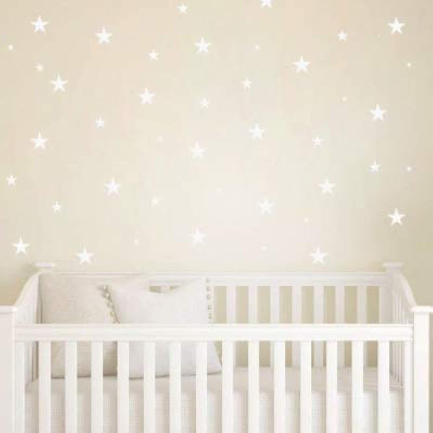 White Stars Wall Vinyl Decal Decor Nursery. Adhesive Star Stickers for Kids. Baby Nordic Estrellas Bedroom Decoration.