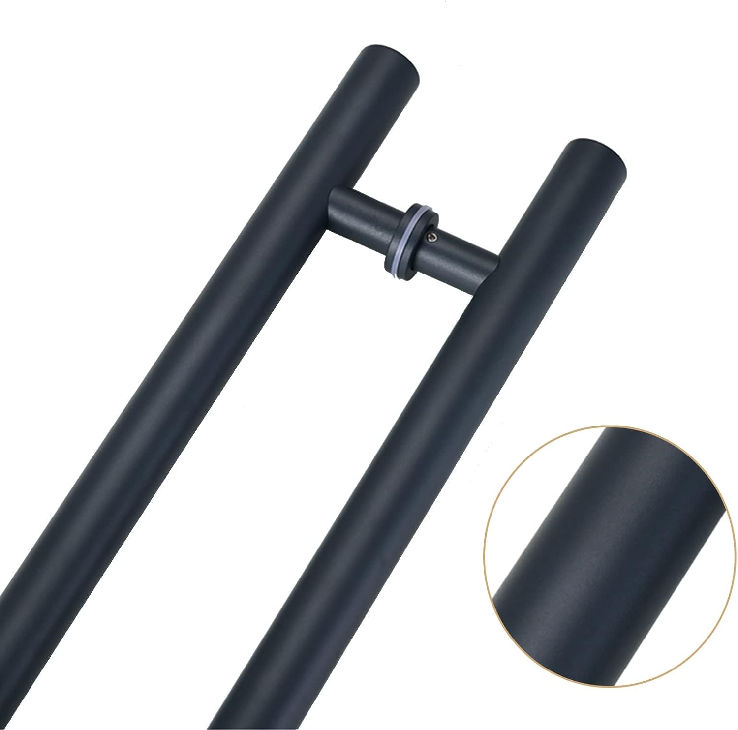 Round Sliding Barn Door Handle Set, Two-Sided Hardware for Wooden Glass Metal Doors, Fingerprint Resistant Grip