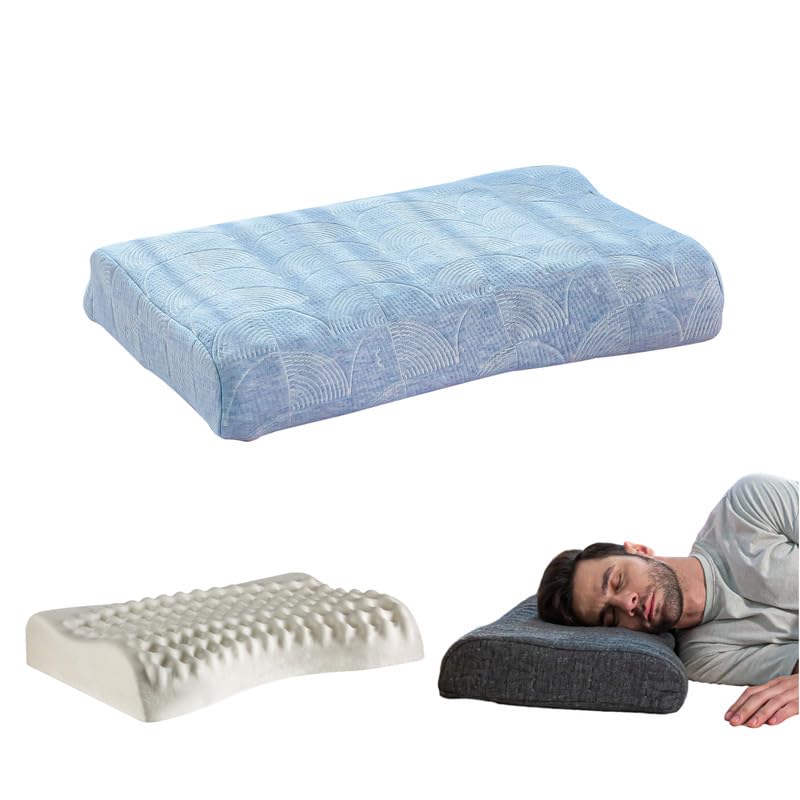 Image of The White Willow Cervical Orthopedic Memory Foam Bed Pillow for Sleeping,Neck Pain Relief with Extra Neck Support, & Removable Cover (23 inch L x 14 inch W x 4 inch H) Blue