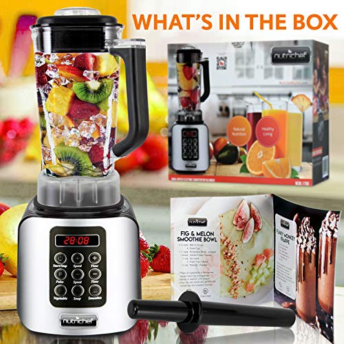 Nutrichef Digital Electric Kitchen Countertop Blender - Professional 1.7 Liter Capacity Home Food Processor Compact Blender For Shakes And Smoothies W/ Pulse Blend, Timer, Adjustable Speed - Ncbl1700 #TOP6
