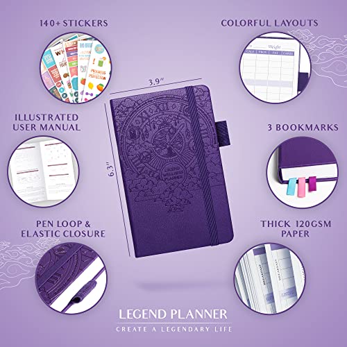 Legend Wellness Planner & Food Journal Pocket – Daily Diet & Health Journal With Weight Loss, Measurement & Exercise Trackers – Lifestyle & Nutrition Diary – Lasts 6 Months, 3.9X6.3″ – Purple #TOP1