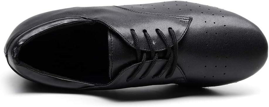 TDA Men's Standard Low Heels Closed Toe Breather Soft Outsole Leather Salsa Tango Modern Dancing Praty Shoes