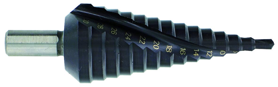 TIVOLY 11438720430 - Broca HSS TiAlN cónica escalonada con pasadores helicoidales, Negro