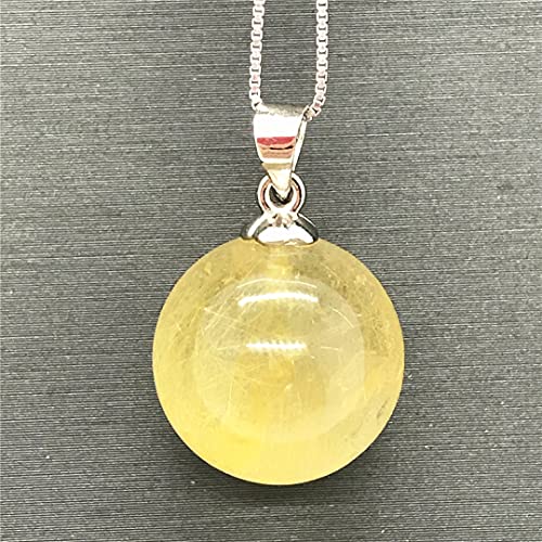 15Mm Gold Rutilated Quartz Pendant Necklace Jewelry Natural Gold Rutilated Quartz Crystal Stone For Women Men Healing Lucky Gift Round Gemstone Silver Chains Aaaaa #TOP3