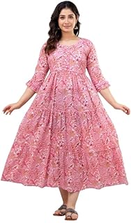 HENAL Women's Cotton Tiering Maternity Dress Pregnancy Casual 3/4 Sleeve for Feeding Nursing Maternity Dress