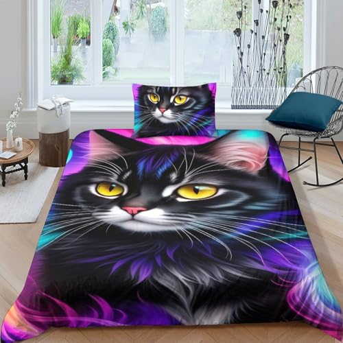 Housse de couette anti-allergie parure de lit microfibre résistante double 3D - 6