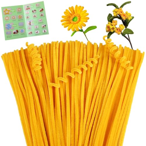 Giwrmu 100 Pcs Pipe Cleaners Chenille Stem, Light Gold Pipe Cleaners Craft