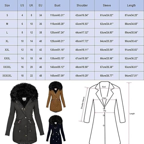 KaloryWee Summer Winter Coats Women Warm Faux Fur Lining Hooded Coat Ladies Plus Size Thicken Jackets Mid-Long Outwear (UK, Alpha, L, Regular, Regular, White) - Image 4