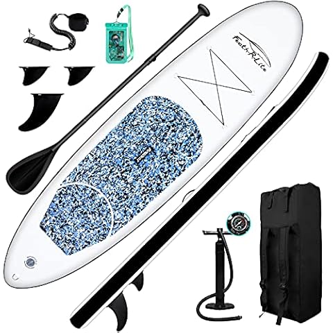 FEATH-R-LITE Inflatable 10'×30"×6" Ultra-Light (16.7lbs) SUP for All Skill Levels Everything Included with Stand Up Paddle Board, Adj Paddle, Pump, ISUP Travel Backpack, Leash, Waterproof Bag Cover