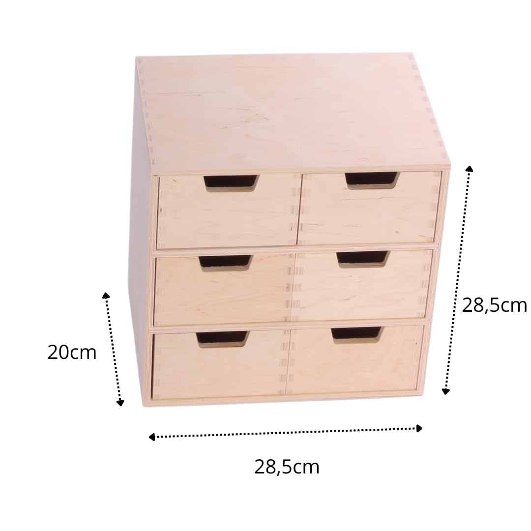 Schubladen-Box aus Holz – Elegante Minikommode für vielseitige Aufbewahrung | Premium Qualität, natürliche Materialien, für Schmuck, Dokumente, Kosmetik, Spielzeug | 28,5 cm x 20 cm x 28,5 cm