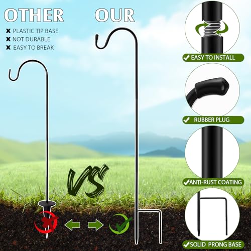 Image of 24 Pcs 24 Inch Shepherds Hook for Outdoor Adjustable Bird Feeder Pole Metal Steel Shepard Hooks for Hummingbird Stand Feeder Pole for Garden Plant, Lantern, Hanging Wedding Decor