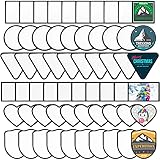 Waydress 60 Pieces Blank Sublimation Patches 6 Shapes Iron-on Blank Fabric Repair Patches Decorative for Hats Clothes Uniforms Jeans Backpacks Vest