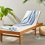 Amazon Basics - Toalla de playa y alberca a rayas azul cielo, 100 % algodón, suave y absorbente, lavable a máquina, de...