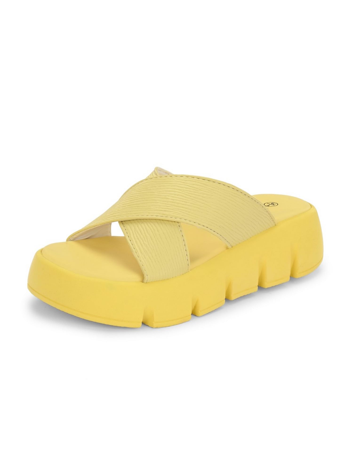Hirolas® Womens Yellow Synthetic Leather Slip-On Chunky Platform Slippers (B0CFVKZQZB) Amazon Price History, Amazon Price Tracker