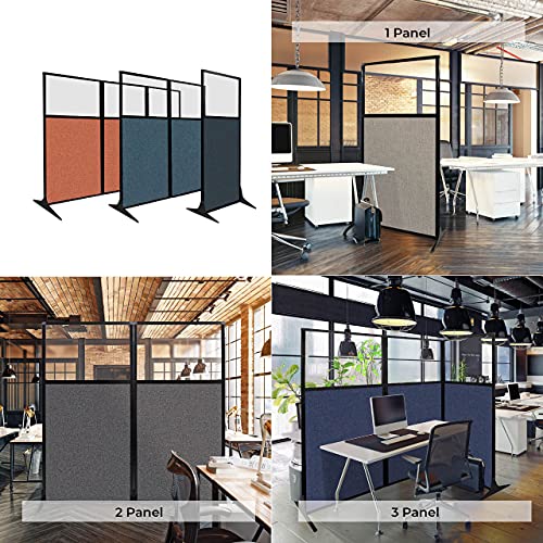Versare Workstation Partition | Portable Wall Divider | Modern Office Cubicle | Free Standing Privacy Screen | Flexible Work Space | 33" X 70" W/Window, Beige Fabric Panels #TOP1