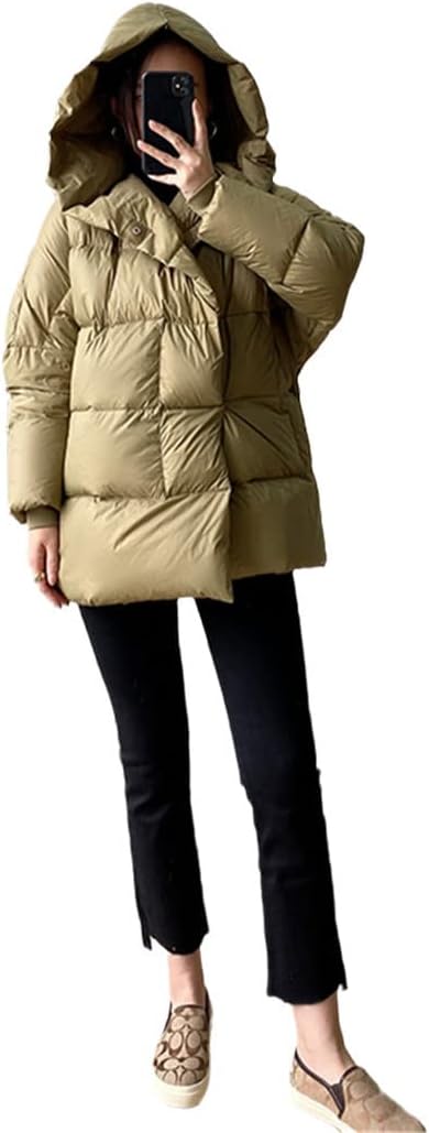 Winter Women Short Parkas 90% White Duck Down Coat Warm Ultra Light Puffer Jackets Hooded Snow Outwear
