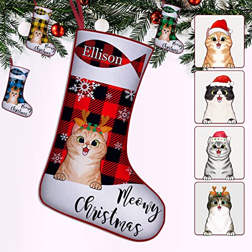 Fadace Personalized Christmas Stockings for Cat Name Text