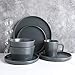 Stone Lain Coupe Stoneware Dinnerware Set, Service for 4, Gray Matte